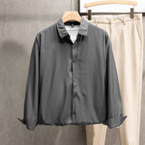 White Shirts Men Long Sleeve Button Tops Casual Loose Breathable Couple Solid Turn Down Collar Camisa De Homem Handsome Fashion aidase-shop