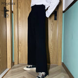Aidase Men Casual Pants Solid Simple Large Size 3XL Button Fly Chic Mens Korean Style Straight Trousers All-match Ankle-length Loose aidase-shop