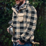 Casual Turn-down Collar Tops Men Fashion Plaid Woolen Jumpers Mens 2021 Autumn Winter Warm Long Sleeve Loose Sweaters Streetwear aidase-shop