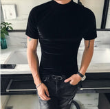Autumn Winter T Shirt Men Fashion  Turtleneck Streetwear Mens T-Shirts Short Sleeve High Quality Velvet Tee Shirt Homme 3XL aidase-shop