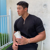 Aidase  Casual short sleeves t shirt Men Gyms Fitness T-shirt Male Training Workout Cotton Slim Tees Tops New White Fashion Clothes aidase-shop