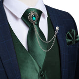 Aidase  2022 New Teal Green Paisley 100% Silk Formal Dress Vest Men Waistcoat Vest Wedding Party Vest Tie Brooch Pocket Square Set DiBanGu aidase-shop
