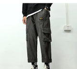 Aidase Autumn Overalls Pants for Men Military Straight Loose Multi-pocket Japanese Sweatpants 2020 Nine-point Casual Fashion Streetwear aidase-shop