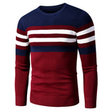 4XL Men  Autumn New Casual Striped Thick Fleece Cotton Sweater Pullovers Men Outfit Fashion Vintage O-Neck Coat Sweater Men aidase-shop