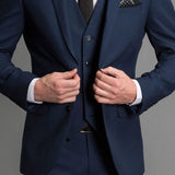 Aidase Navy Blue Formal Wedding Tuxedo for Gentleman Prom Suits Slim Fit 3 Piece Boyfriend Men Fashion Set Blazer Vest with Pants aidase-shop