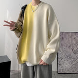 Aidase Autumn and Winter New Hong Kong Style Trend Gradient Printing Sweater Top Men's Loose Thick Pullover Round Neck Sweater Harajuku aidase-shop