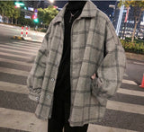 Aidase  Men Korean Style Plaid Overcoat  Overcoat Wool Mens Streetwear Windbreaker Harajuku Fashions Oversize Jackets Coats aidase-shop
