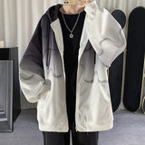 Aidase Hooded Sweatshirt Gradient Female Loose Korean Fashion Zipper Cardigan Sweater New Hip-hop Drawstring Pocket Decoration Itself aidase-shop