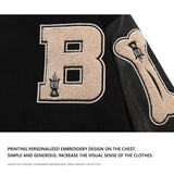 Aidase Mens Jackets Bone Letter Patchwork Harajuku Korea Style High Street Spring Autumn Baseball Coats Single-breasted Bomber Jacket aidase-shop
