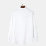 Aidase Fall Vintage Button Stand Collar Tops Mens Casual Long Sleeve Solid Cotton Linen Blouse Men 2022 Spring Fashion Simple Pullovers aidase-shop