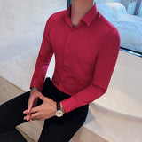 British Style Long Sleeve Shirt Men Clothing Fashion  Autumn Business Formal Wear Chemise Homme Slim Fit Camisa Masculina aidase-shop