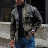 Aidase Vintage Printed Patchwork Buttoned Jackets Outerwear For Men 2022 New Autumn Casual Turn-down Collar Shirts Coats Men Streetwear aidase-shop