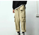 Aidase Autumn Overalls Pants for Men Military Straight Loose Multi-pocket Japanese Sweatpants 2020 Nine-point Casual Fashion Streetwear aidase-shop