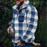 Casual Turn-down Collar Tops Men Fashion Plaid Woolen Jumpers Mens 2021 Autumn Winter Warm Long Sleeve Loose Sweaters Streetwear aidase-shop