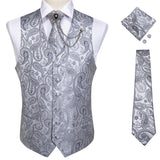 Aidase  2022 New Teal Green Paisley 100% Silk Formal Dress Vest Men Waistcoat Vest Wedding Party Vest Tie Brooch Pocket Square Set DiBanGu aidase-shop