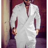 Aidase Double Breasted Men Suits White Slim Fit Wedding Tuxedo for Groom 2 Piece Casual Style Male Fashion Jacket with Pants 2021 aidase-shop