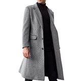 Spring autumn Winter Men Coats Woolen Solid Long Sleeve Jackets Fleece Men Overcoats Streetwear Fashion Long Trench Outerwear aidase-shop
