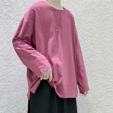 Spring Multicolor Cotton T-shirt Men Fashion Solid Color Casual O-neck T Shirt Men Korean Loose Long-sleeved T-shirt Mens Tops aidase-shop