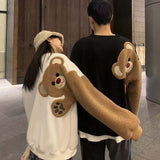 Aidase Men's Round Neck Long Sleeve Coats Couple Plush Hoodies Cute Bear Lamb Wool Pullover Embroidered Loose Sweatshirts M-2XL aidase-shop