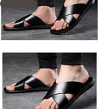 Aidase  Leather Slippers Men Summer Shoes Mens Slippers Outdoor Beach Slippers Shoes+male Zapatos De Hombre Erkek Ayakkabi Buty Meskie aidase-shop