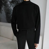 Aidase Knitted Sweater Men Korean Sleeved Tight Warm Sweater Men's Simple Solid Slim Stretch Sweater Men 2022 aidase-shop