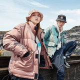 Aidase Fashion Winter White Duck Down Jacket Men Casual  Windbreaker Letter Print Discoloration Jacket Couple's Warm Down Coat Jacket aidase-shop