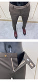 Aidase New Striped Suit Pants  Men Elegant Skinny Fit Office Pant Men Trousers Pant For Man Business Slim Fit Dress Ankle Trousers aidase-shop