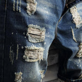Men Denim Shorts Retro Men Ripped holes Denim Shorts Jeans Destroyed Hole Plus Size Fifth Pants Summer aidase-shop
