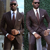 Aidase Costume Homme  Men Suits 2 Pieces Damier Checkered Two Buttons High Quality Slim Fit Formal Business Wedding Causal Prom