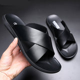 Aidase  Leather Slippers Men Summer Shoes Mens Slippers Outdoor Beach Slippers Shoes+male Zapatos De Hombre Erkek Ayakkabi Buty Meskie aidase-shop