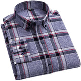 Aidase Aoliwen Brand Men Long Sleeve Plaid Shirts 100% cotton Single Patch Pocket Casual Standard-Fit Comfortable Soft Thick Tops Shirt aidase-shop