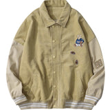 Aidase Bear corduroy jacket men women 2021 spring autumn new Korean loose BF Japan Kawaii bear baseball uniform jacket punk streetwear aidase-shop