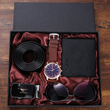 2022 4pcs/set Men's Gift Set New Fashion Business Watch Men Glasses Leather Belt Wallet Set Gift Box for Men Gifts Drop Shipping  for Father Dad aidase-shop