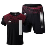 Aidase New men's sportswear summer suits men's fitness wear sports suits short-sleeved t-shirt shorts quick-drying 2-piece set aidase-shop
