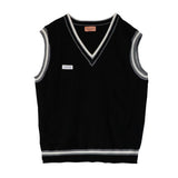 Aidase Autumn and Winter Acrylic Knit Sweater Vest Men's Solid Color Casual Loose Trend Black V Neck Sweater Pullover Sleeveless Vest aidase-shop