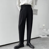 Aidase New Korean Design Men's Pants Vertical Oversize Suit Pants Autumn Solid High Waist Elastic Velcro Fashion Straight Trousers aidase-shop
