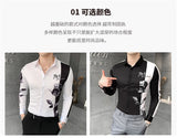 Fashion 2021 Patchwork Color Shirt Men Slim Fit Autumn New Long Sleeve Shirts Men All Match Digital Print Blouse Men Clothing aidase-shop