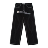 Aidase Letter Patch Embroidery Denim Pants Mens High Street Wide Leg Pants Streetwear Loose Casual Jeans Trousers Men aidase-shop
