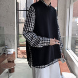 Autumn Sweater Vest Men's Fashion Retro Casual Knitted Pullover Men Wild Loose Korean Knitting Sweaters Mens Clothes M-2XL aidase-shop