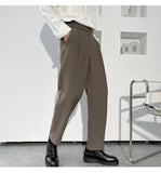 Aidase New Korean Design Men's Pants Vertical Oversize Suit Pants Autumn Solid High Waist Elastic Velcro Fashion Straight Trousers aidase-shop