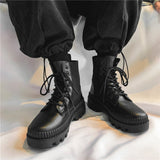 Aidase  Autumn Winter Leather Men's Boots Platform Fashion Sock Ankle Boots Men High Top Black Casual Outdoor Sports Shoes Male 2021 New aidase-shop