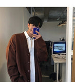 Aidase Solid Cardigan Knitted Men Simple Basic Loose Students Daily Trendy Ulzzang Outwear Autumn Leisure Males Sweaters Couple Popular aidase-shop
