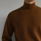 Aidase Knitted Sweater Men Korean Sleeved Tight Warm Sweater Men's Simple Solid Slim Stretch Sweater Men 2022 aidase-shop