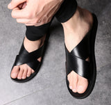Aidase  Leather Slippers Men Summer Shoes Mens Slippers Outdoor Beach Slippers Shoes+male Zapatos De Hombre Erkek Ayakkabi Buty Meskie aidase-shop