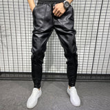 Aidase New Winter Thick Warm PU Leather Pants Men Clothing 2022 Simple Big Pocket Windproof Casual Motorcycle Trousers Black Plus Size aidase-shop