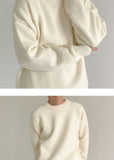 Aidase   Autumn and Winter Thick Warm Mens Sweaters Pullovers Loose All-match Solid Color Round Neck Korean Fashion Sweater Men aidase-shop