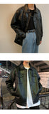Aidase Black Soft Faux Leather Motorcycle Jacket Solid Color Mens Hip Hop Coat Male Oversize Streetwear Fashion Mens Clothing aidase-shop