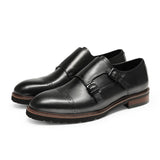 Men's Genuine Leather Shoes New Business Dress Monk Shoes First Layer Cowhide Thick-soled Increased Formal Wear Shoes Men aidase-shop
