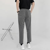 Aidase 2022 New Men's Suit Pants Korean Design Summer Loose Ankle Length Bottoms Elastic Waist Solid Streetwear Cool Casual Clothing aidase-shop