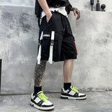Summer Shorts Cargo Pants Men Harajuku Fashion Streetwear Hip Hop Punk Male Trousers Ribbon Techwear Sport Military Clothes aidase-shop